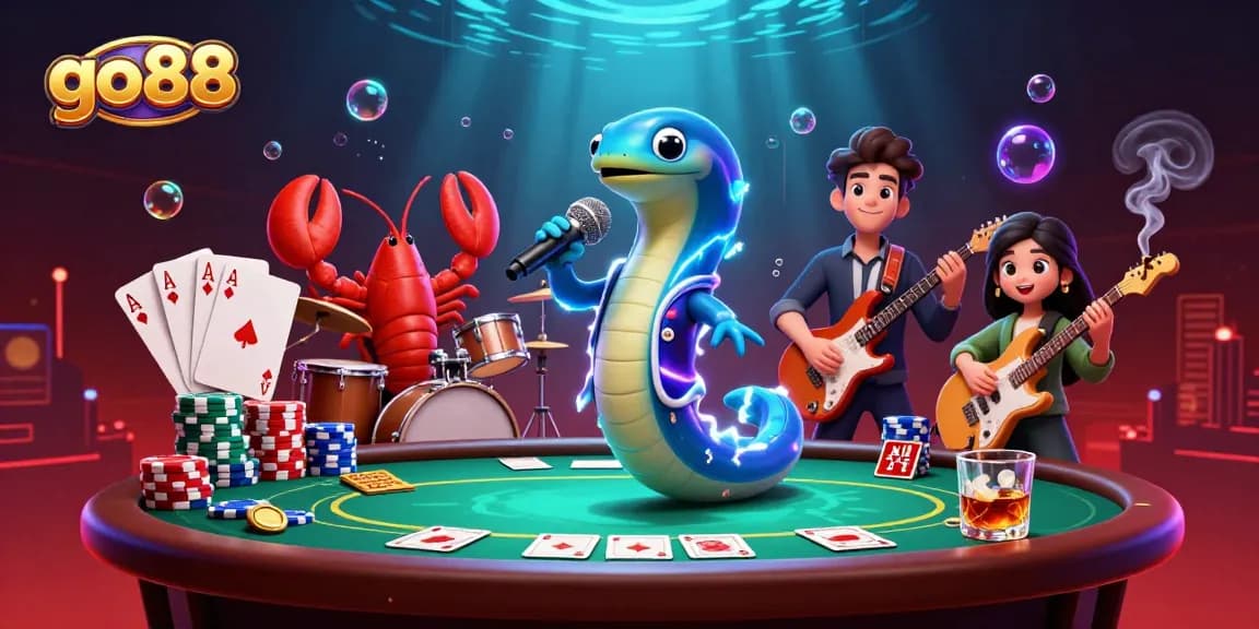 Experience thrilling gambling at go88 with a vibrant underwater casino scene featuring lively characters and rich casino elements.