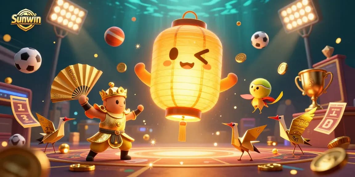 Sunwin players betting on thrilling games with dynamic elements in a vibrant 3D casino scene