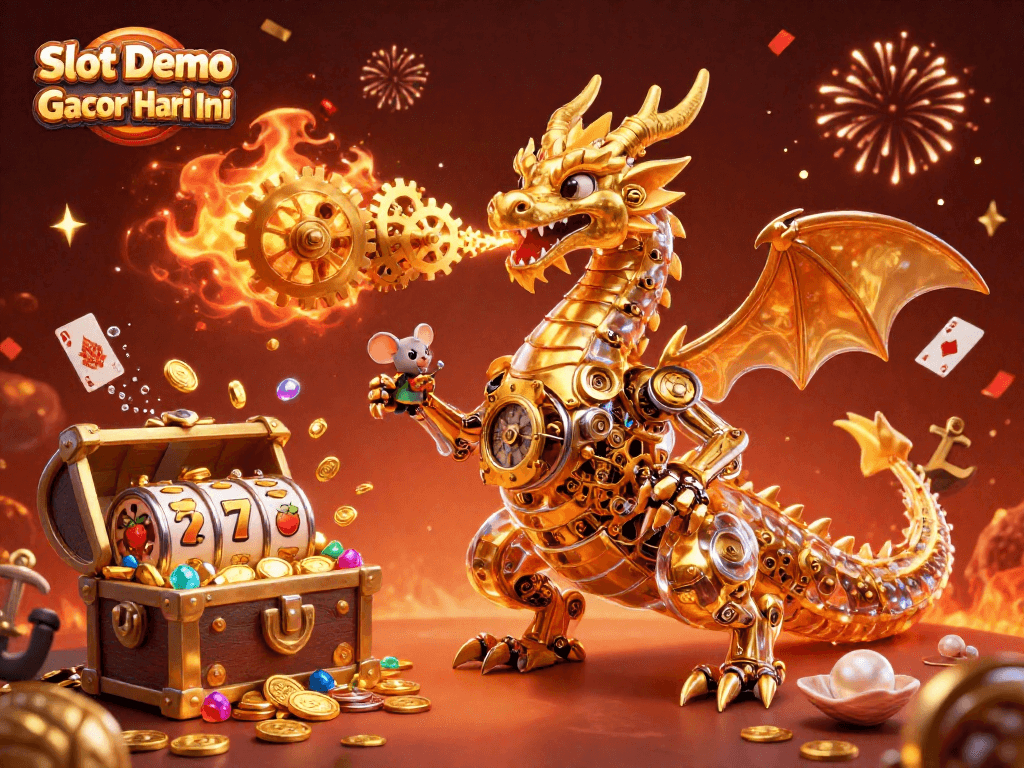 Engage with Slot Demo Gacor Hari Ini through a vibrant 3D illustration of exciting casino elements.
