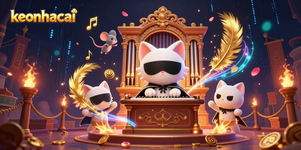 Engage with keonhacai through a dazzling 3D casino scene filled with vibrant gaming elements.