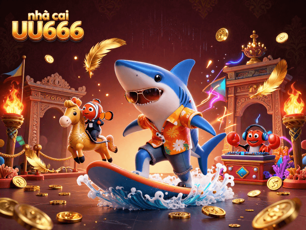Experience thrilling action at nhà cái UU666 with vibrant underwater characters amidst a sea of gold.