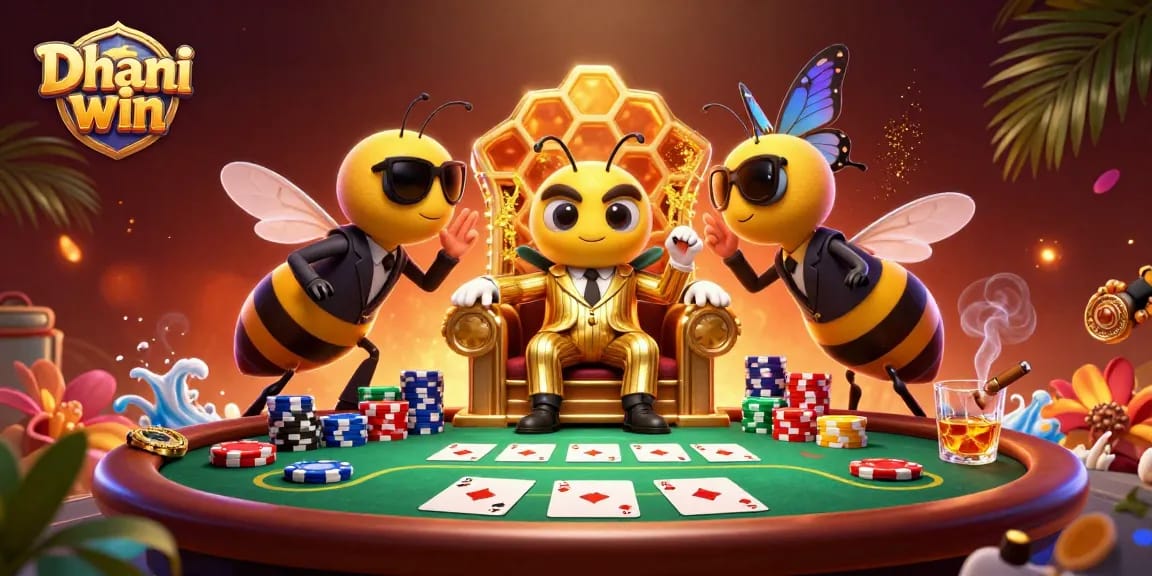 Dhani win features an exciting poker scene with a mob boss and his guards enjoying the game.