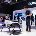 Roborock 2026 showcase at CES 2026 with Saros Rover robotic vacuum and tech enthusiasts exploring cutting-edge cleaning innovations.