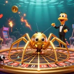 Engage with the Sunwin Official casino experience, featuring a dynamic slots scene with lively characters and vibrant game elements.