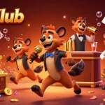 Experience the excitement at 789Club with cartoon hyenas in a vibrant casino scene.